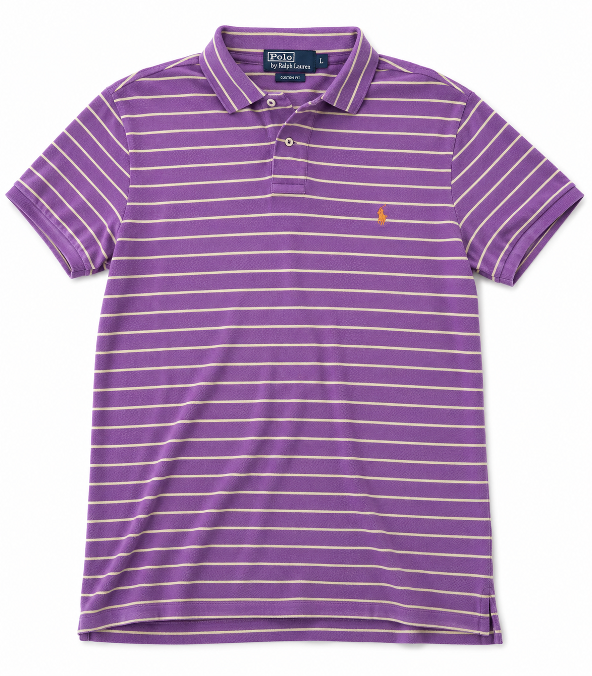 Authentic Polo Ralph Lauren Purple Striped Custom Fit Polo Shirt