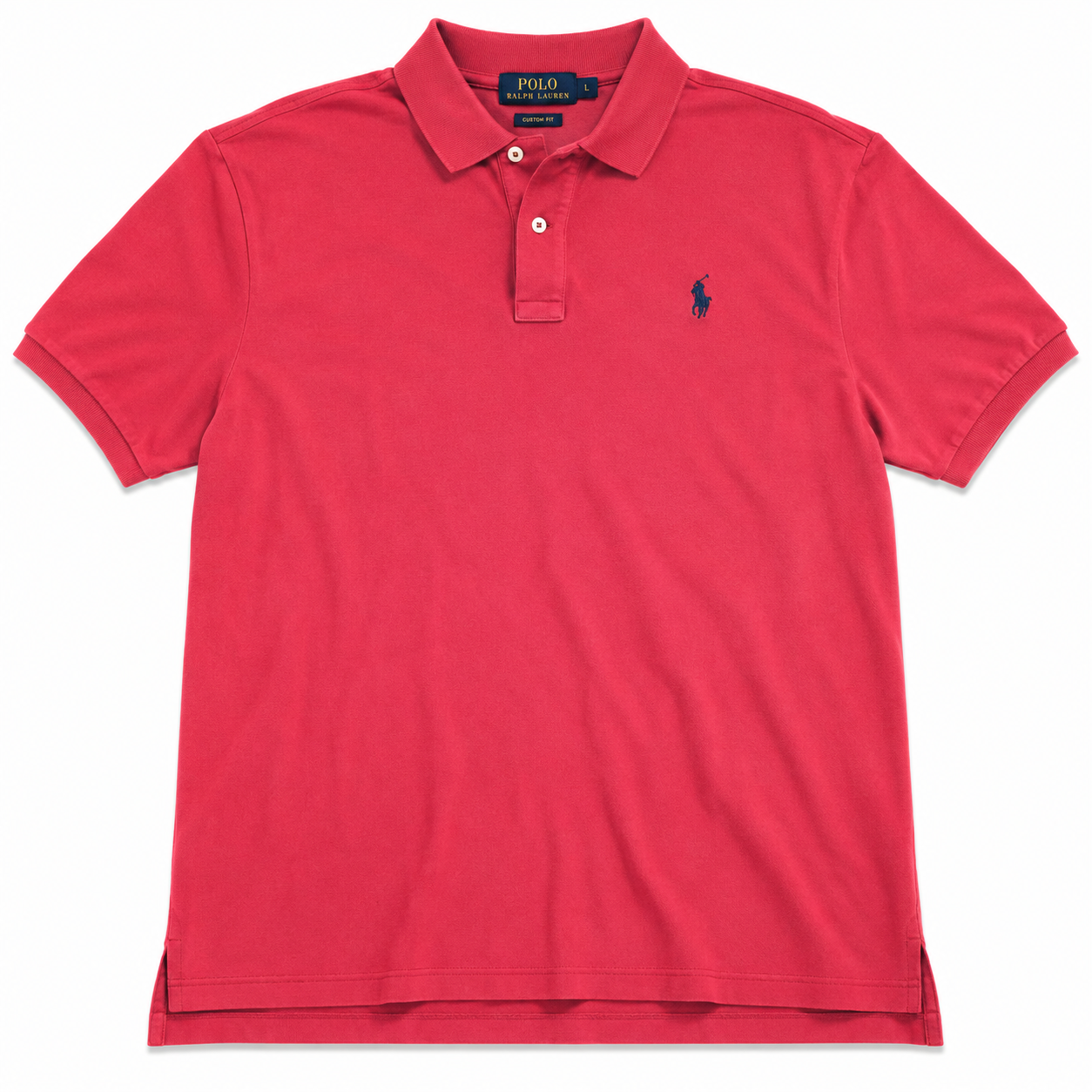Authentic Ralph Lauren Red Polo Shirt Navy Pony Logo