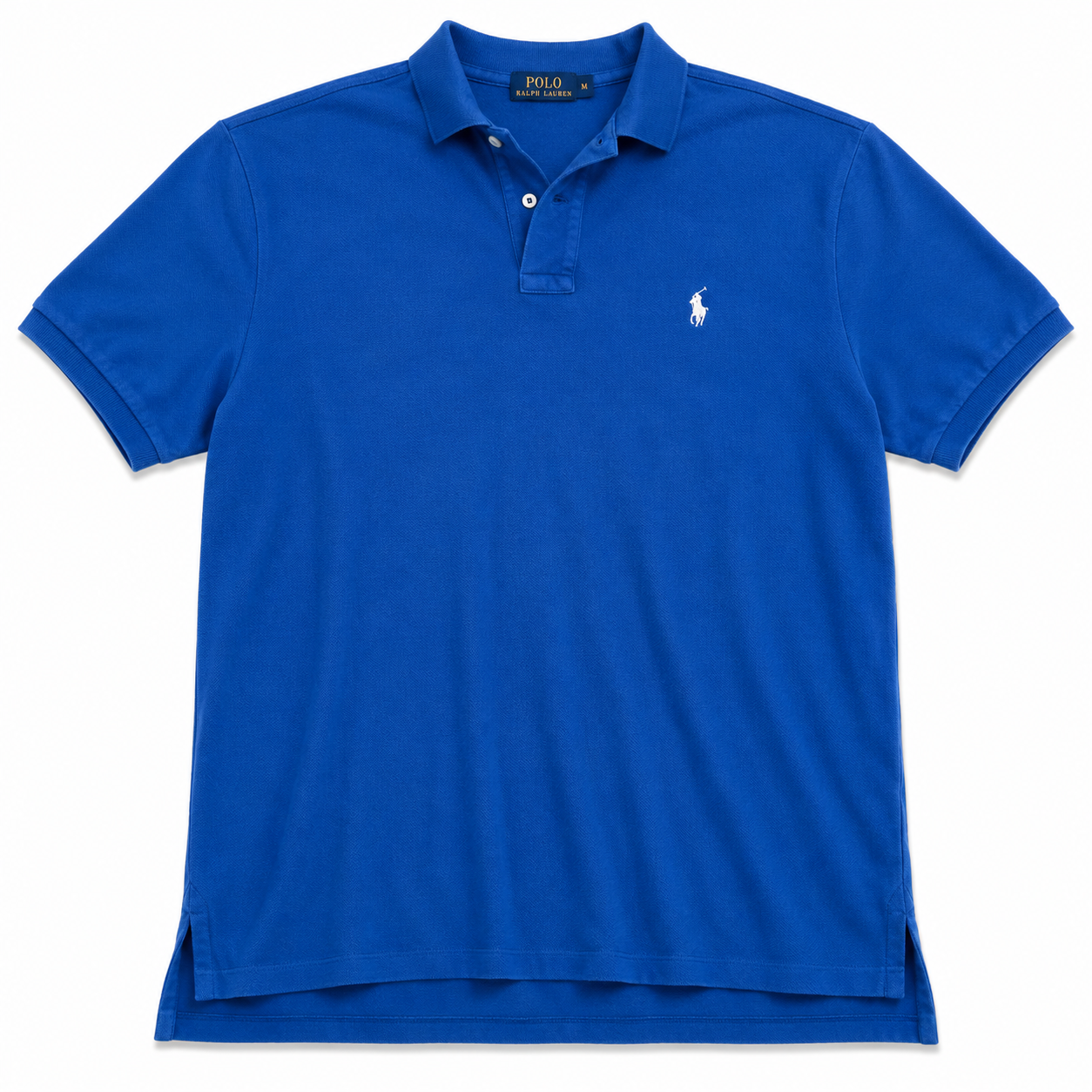 Authentic Ralph Lauren Blue Polo Shirt White Pony Logo