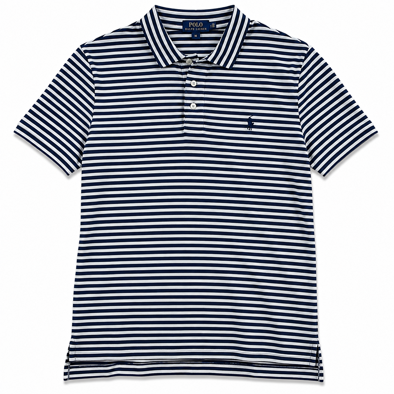 Authentic Ralph Lauren Navy White Striped Polo Shirt Size L
