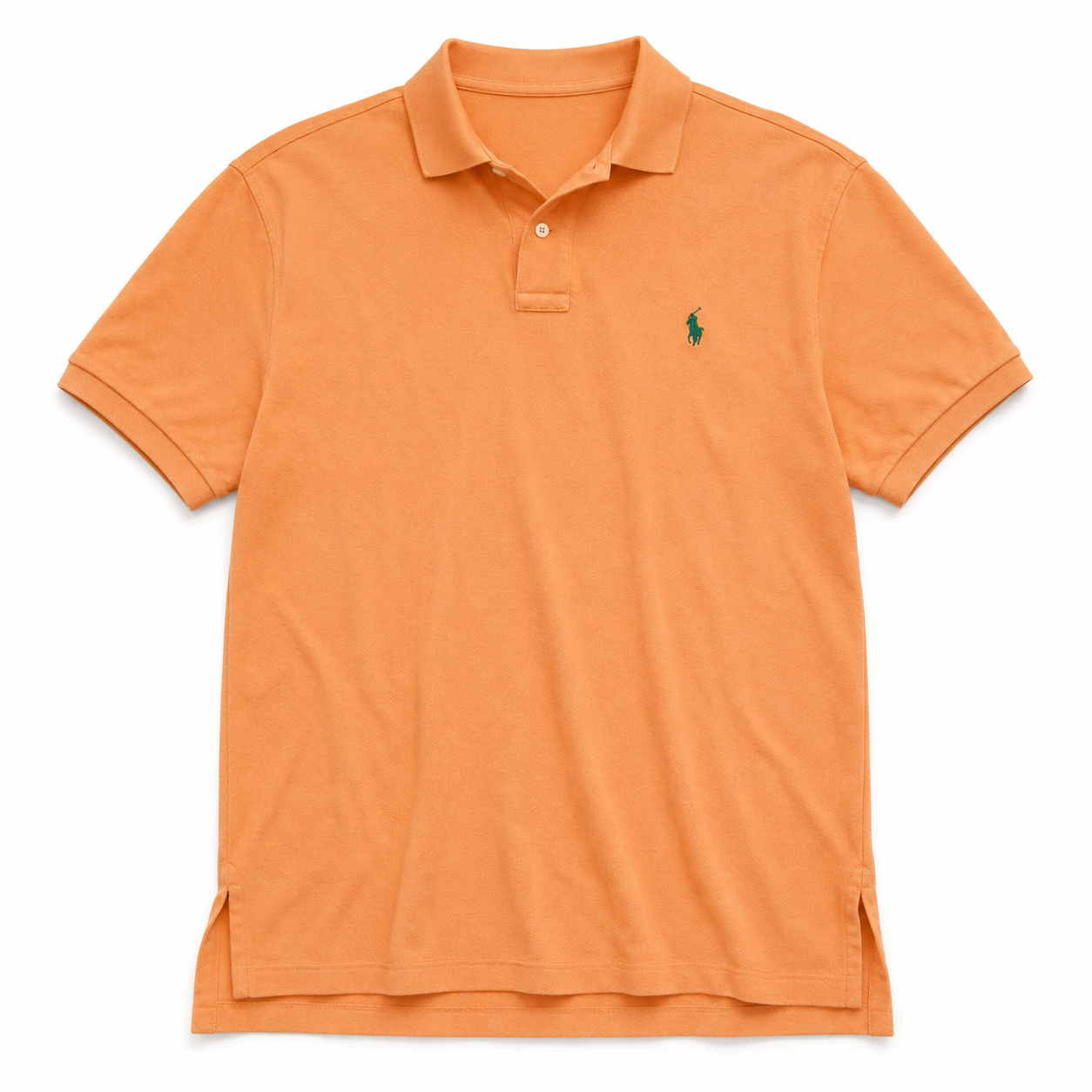 Authentic Polo Ralph Lauren Orange Polo Shirt Green Pony Size M
