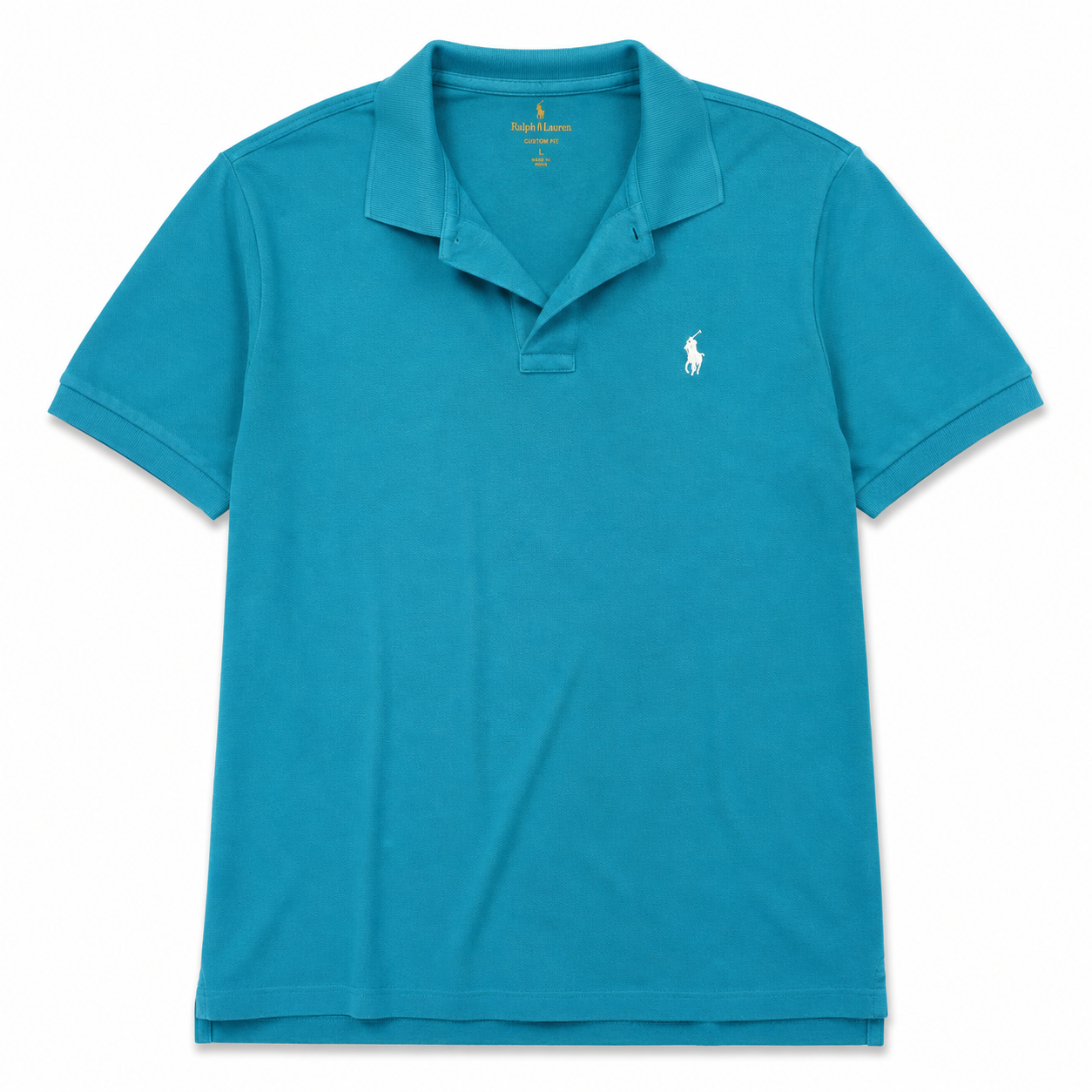 Authentic Ralph Lauren Turquoise Blue Polo Shirt White Pony Logo