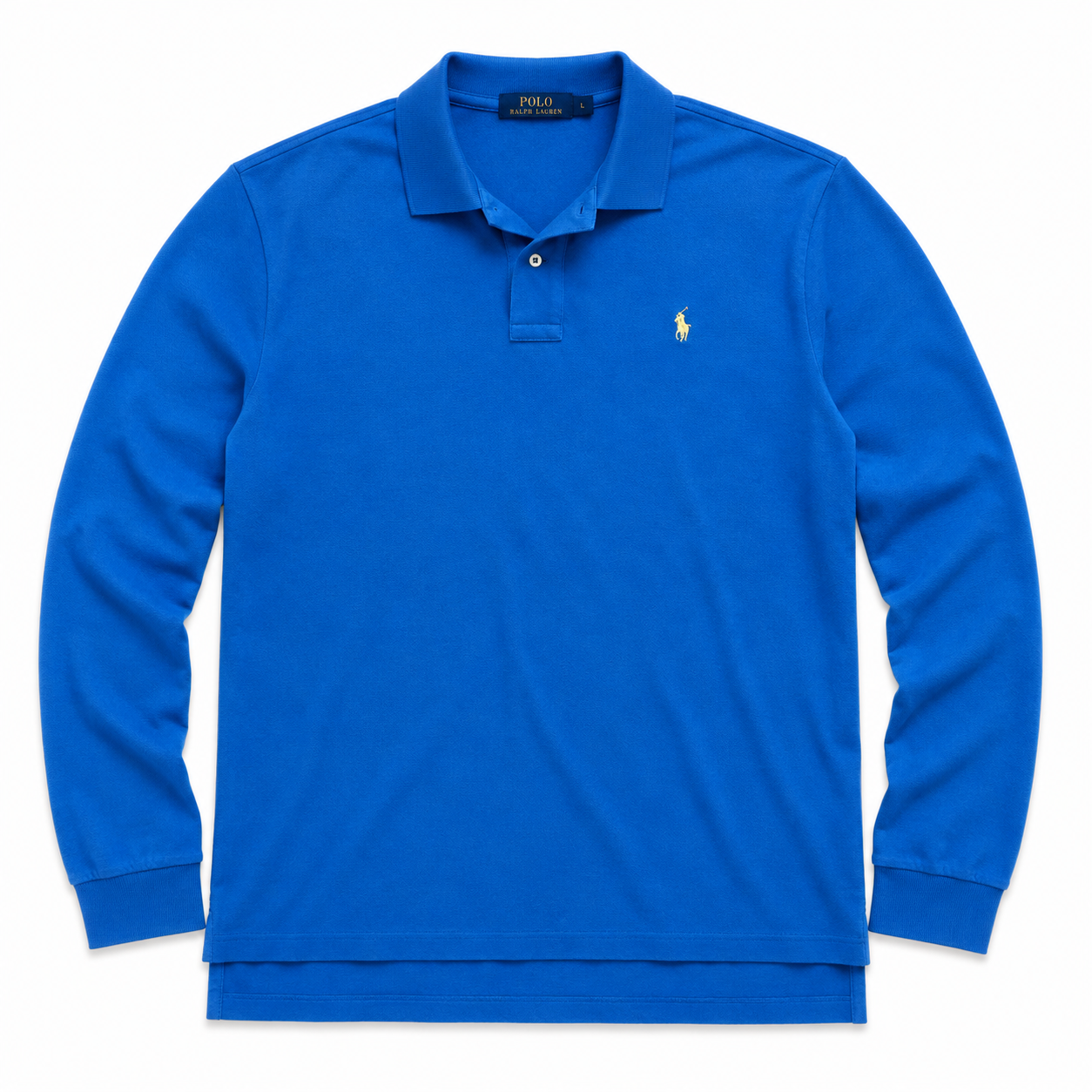 Authentic Ralph Lauren Blue Long Sleeve Polo Shirt Yellow Pony Logo XXL