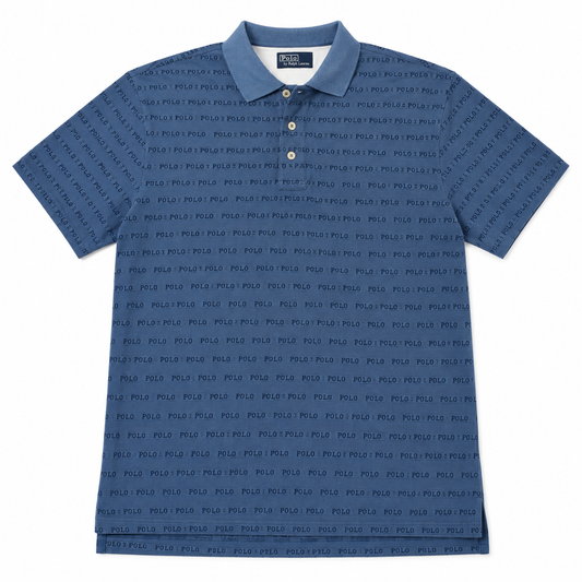 Authentic Polo Ralph Lauren Blue Logo Print Polo Shirt