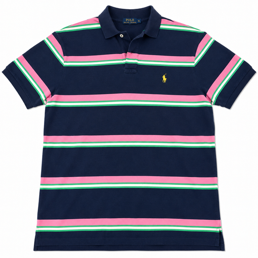 Authentic Polo Ralph Lauren Navy Striped Polo Shirt