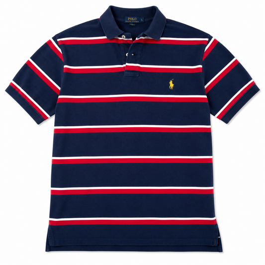 Authentic Polo Ralph Lauren Navy Striped Polo Shirt