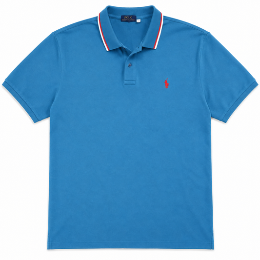 Authentic Polo Ralph Lauren Blue Polo Shirt with Tipped Collar
