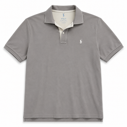 Authentic Ralph Lauren Grey Polo Shirt White Pony Logo