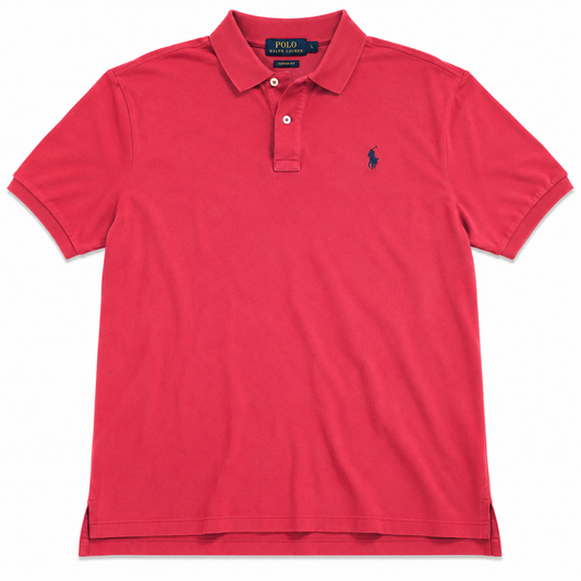 Authentic Ralph Lauren Red Polo Shirt Navy Pony Logo