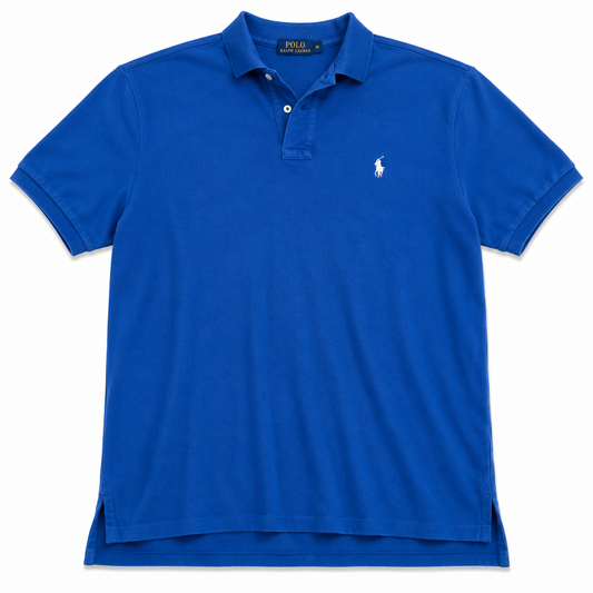 Authentic Ralph Lauren Blue Polo Shirt White Pony Logo
