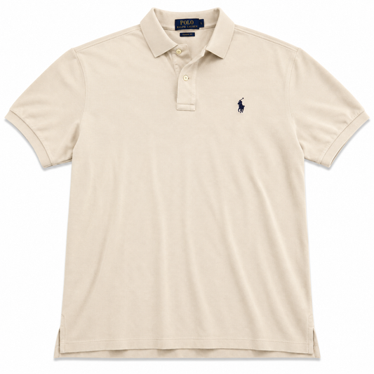 Authentic Ralph Lauren Cream Polo Shirt Navy Pony Logo