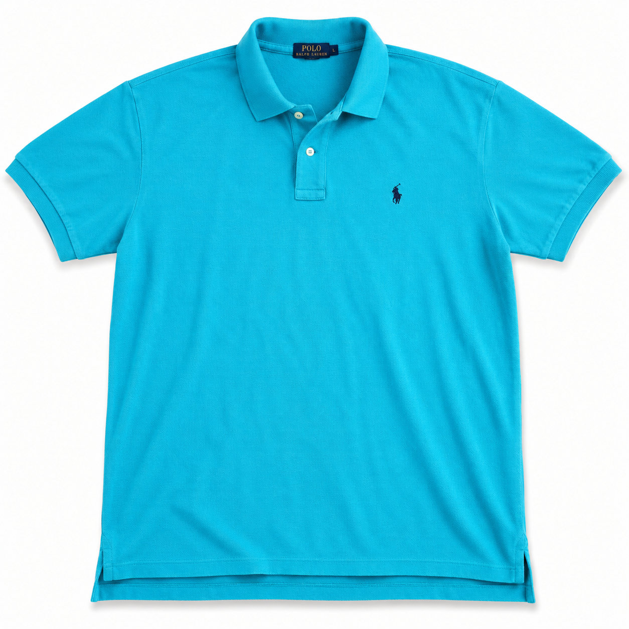 Authentic Ralph Lauren Turquoise Blue Polo Shirt Navy Pony Logo XL