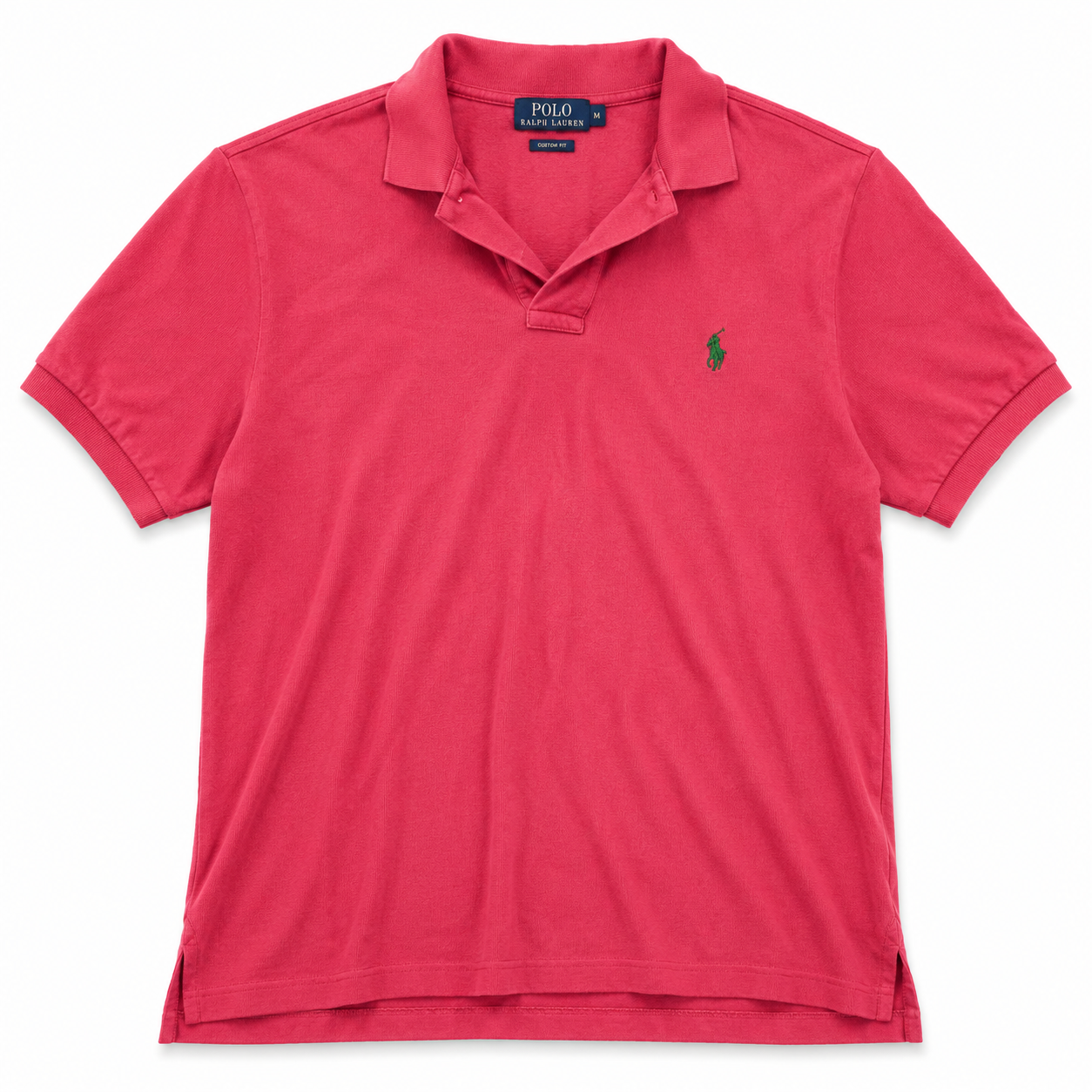 Authentic Ralph Lauren Red Polo Shirt Green Pony Custom Fit Size L