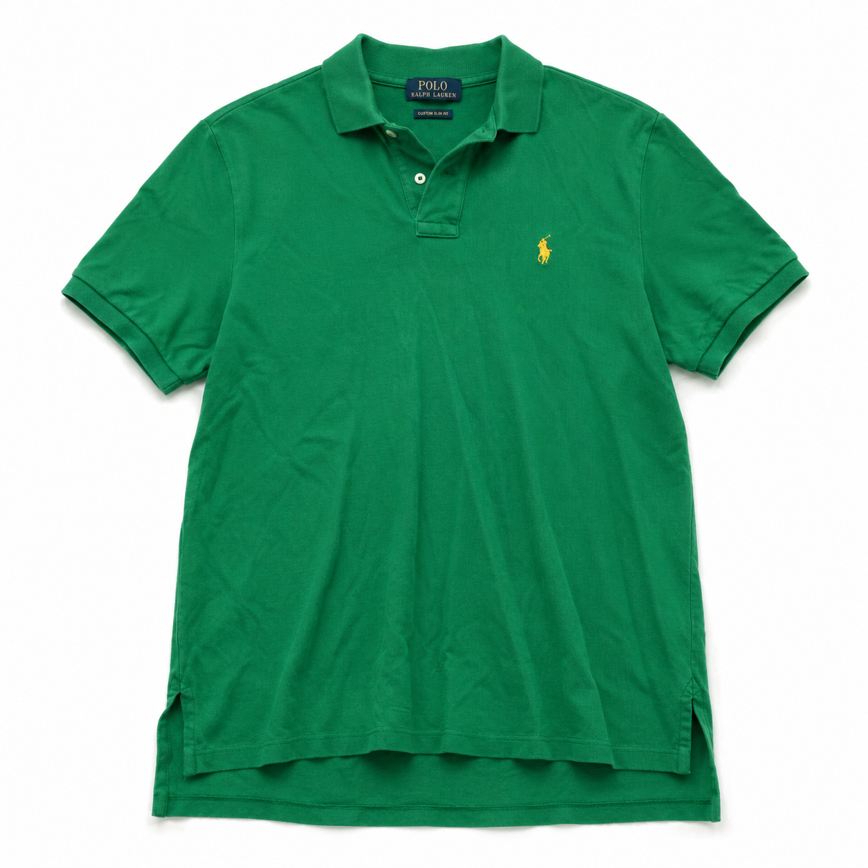 Authentic Polo Ralph Lauren Green Polo Shirt Yellow Pony Size L