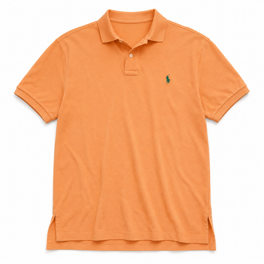 Authentic Polo Ralph Lauren Orange Polo Shirt Green Pony Size M
