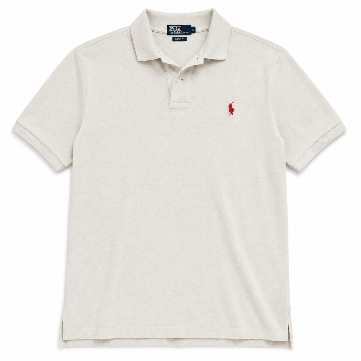 Authentic Polo Ralph Lauren Cream Polo Shirt Red Pony Size L