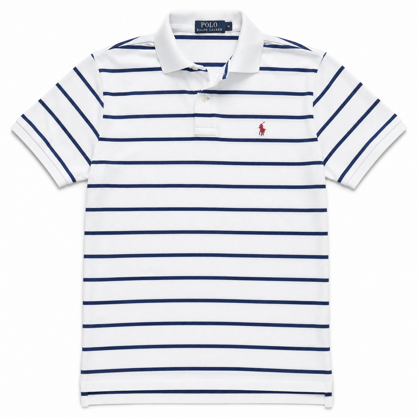 Authentic Ralph Lauren White & Navy Striped Polo Shirt