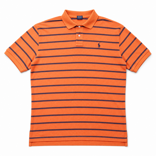 Authentic Ralph Lauren Orange Striped Polo Shirt