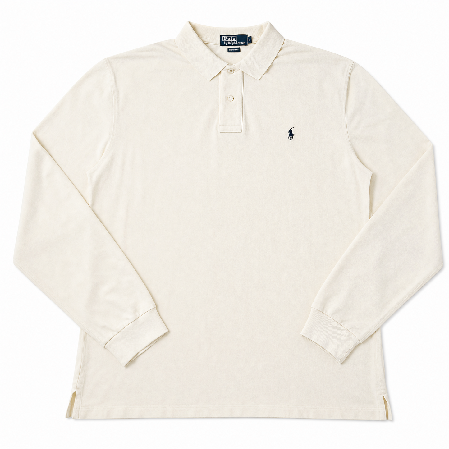 Authentic Ralph Lauren Cream Long Sleeve Polo Shirt