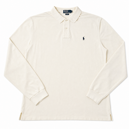 Authentic Ralph Lauren Cream Long Sleeve Polo Shirt